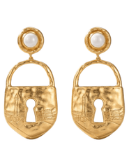 Fleur de Camélia Amelie padlock earrings in gold