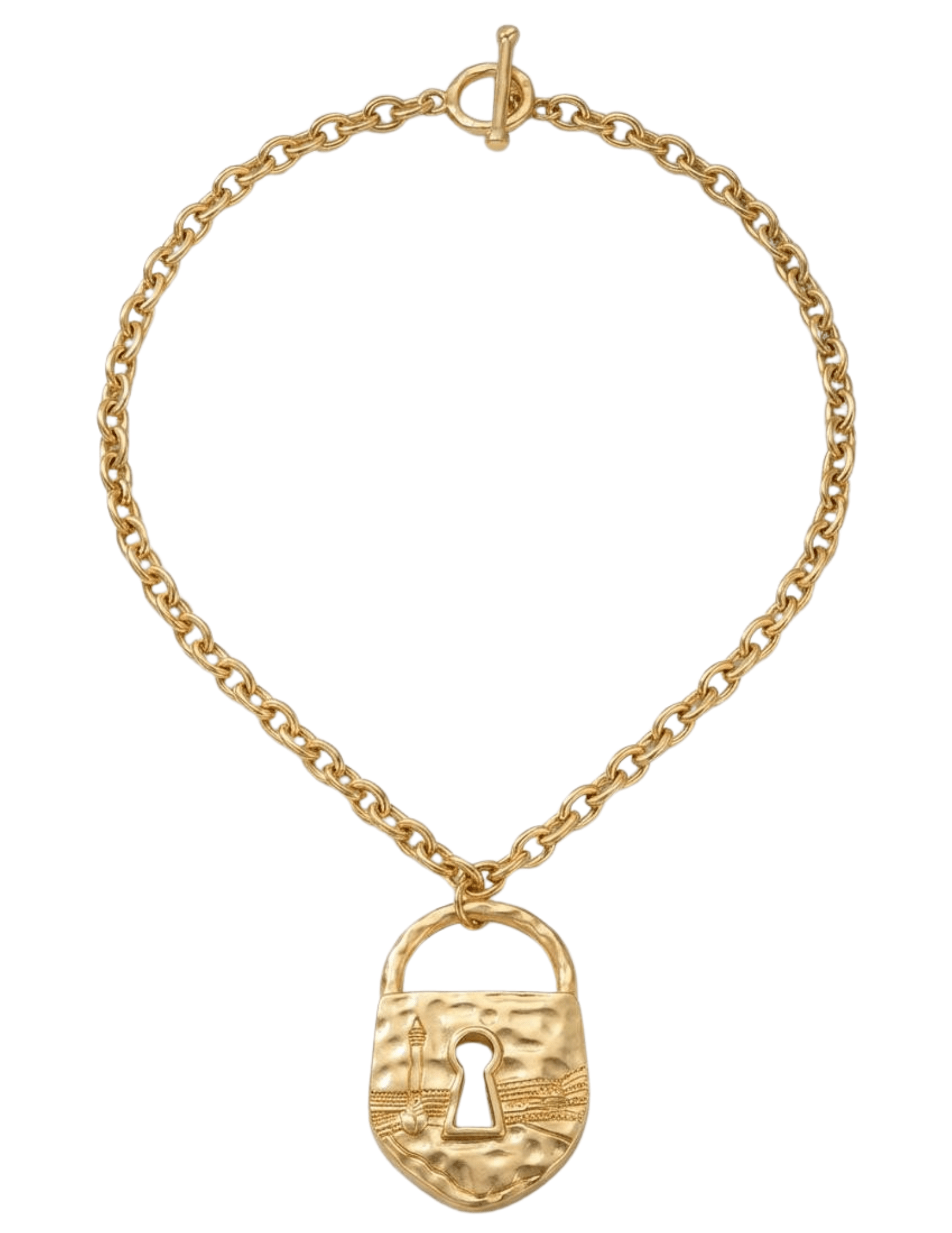 Fleur de Camélia Amelie padlock necklace in gold front view