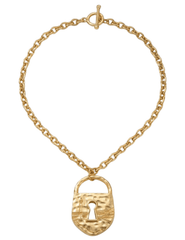 Fleur de Camélia Amelie padlock necklace in gold front view