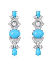 Fleur de Camélia Angelina Statement Earrings in Silver & Blue,