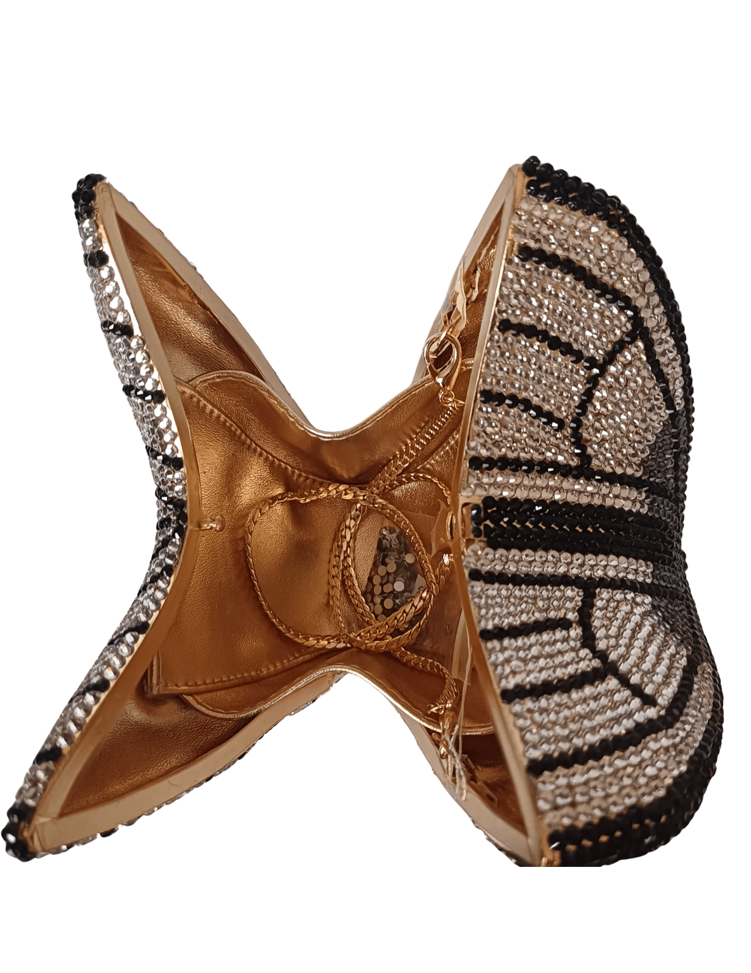 Inside image of Fleur de Camélia Arabella 3D Butterfly Rhinestone Clutch 