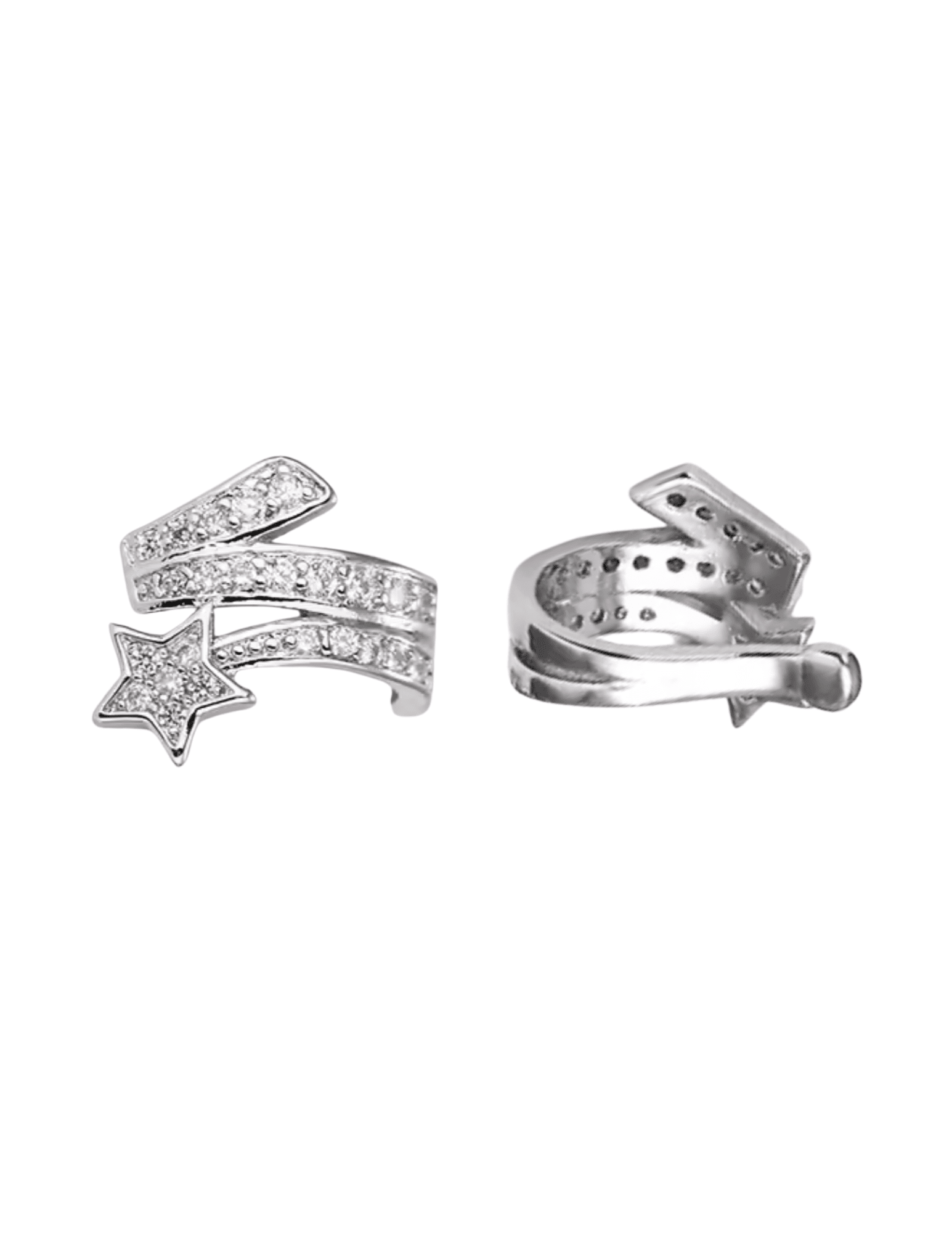 Fleur de Camélia Ariana Single Star Ear Cuff with cubic zirconia in silver