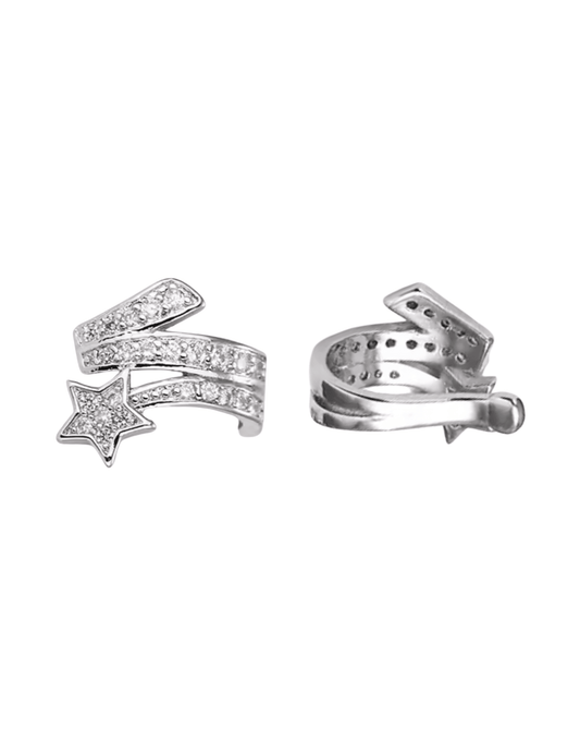 Fleur de Camélia Ariana Single Star Ear Cuff with cubic zirconia in silver