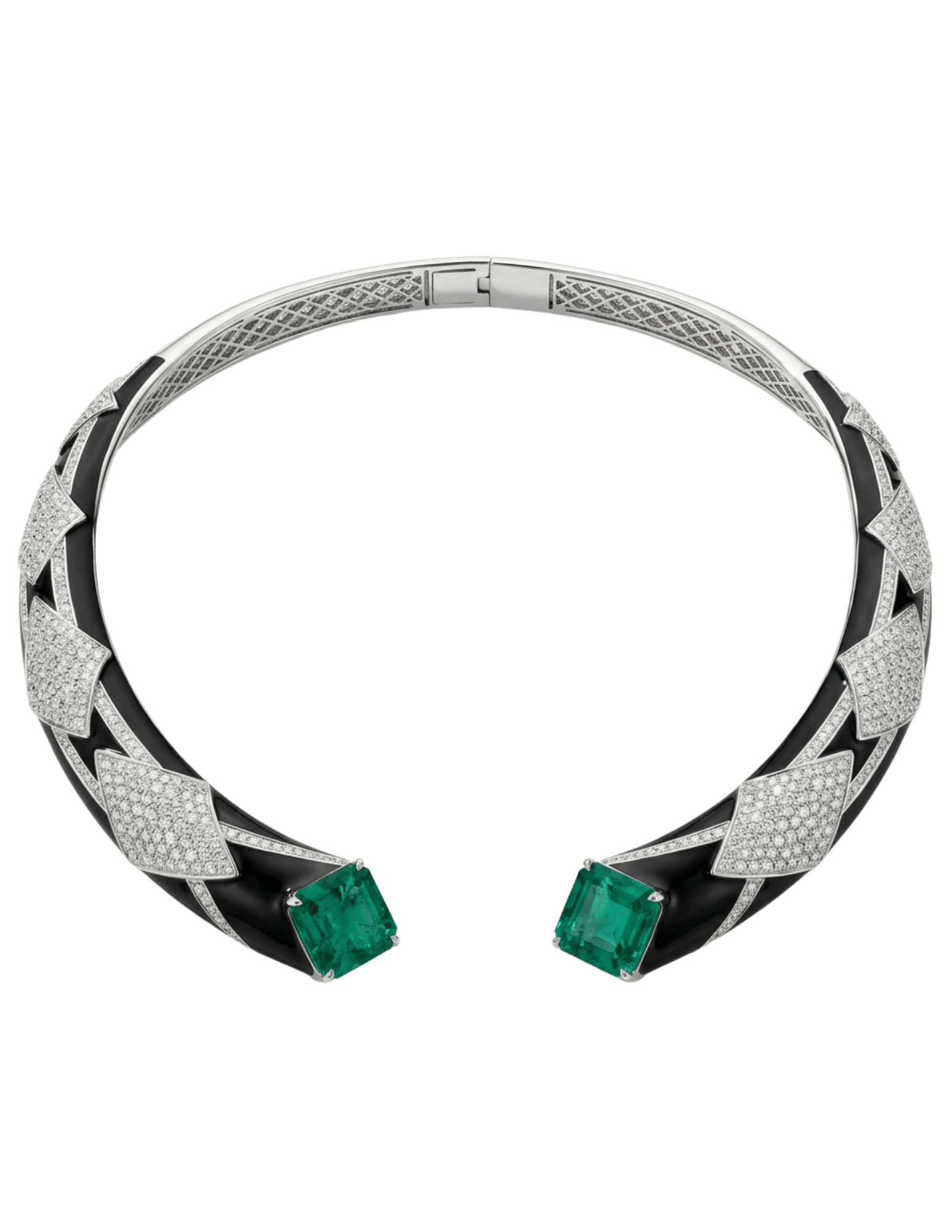Fleur de Camélia Arleth Choker Necklace in Black, Silver & Green