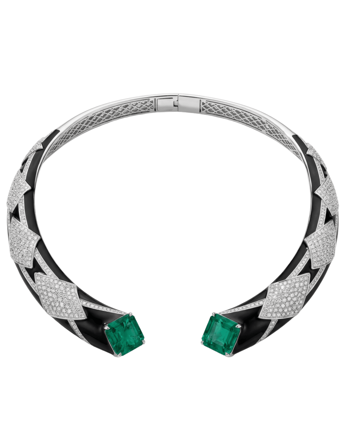 Fleur de Camélia Arleth Choker Necklace in Black, Silver & Green