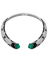 Fleur de Camélia Arleth Choker Necklace in Black, Silver & Green