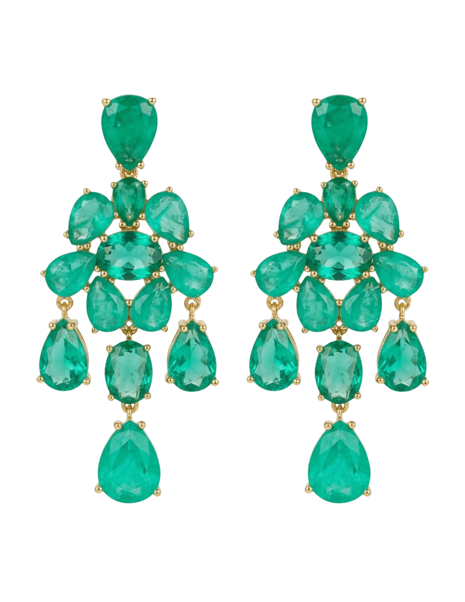 Fleur de Camélia Aspen Gemstone Drop Earrings in green with gold-tone setting.