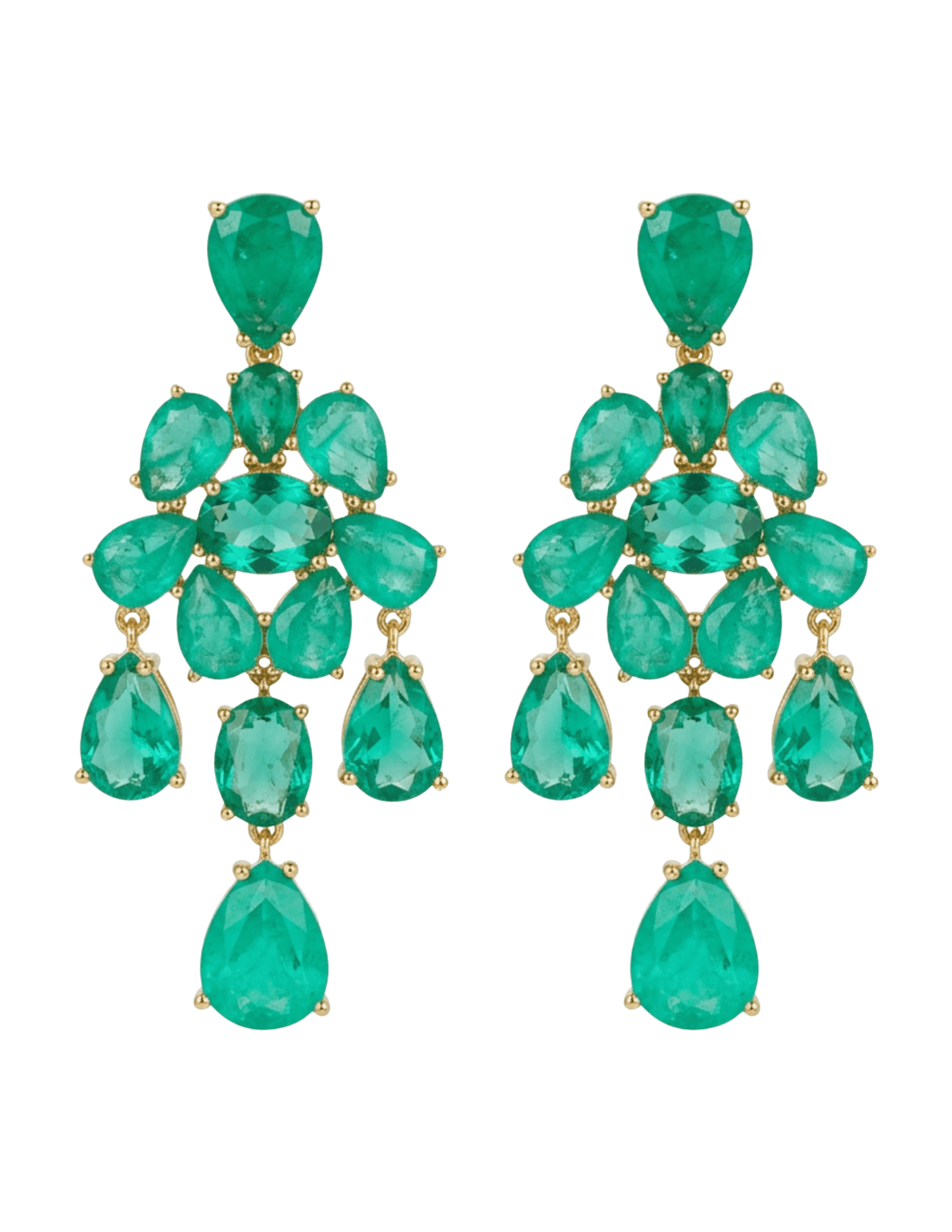 Fleur de Camélia Aspen Gemstone Drop Earrings in green with gold-tone setting.