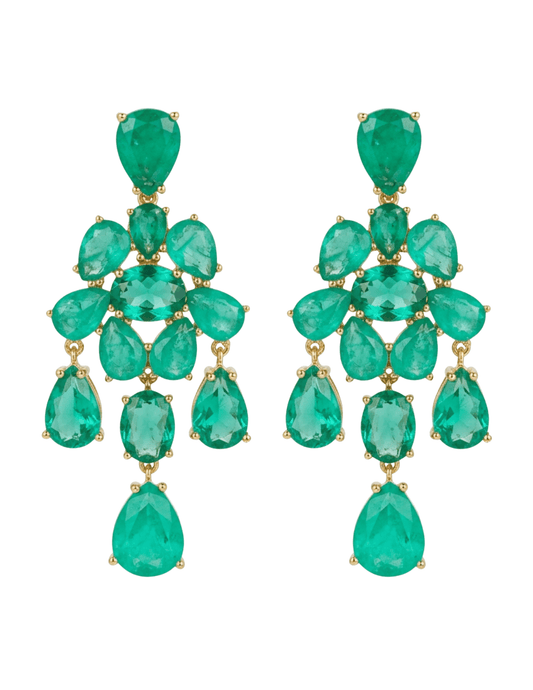 Fleur de Camélia Aspen Gemstone Drop Earrings in green with gold-tone setting.