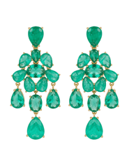 Fleur de Camélia Aspen Gemstone Drop Earrings in green with gold-tone setting.