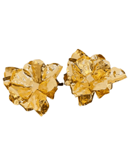 Fleur de Camélia Aster statement flower earrings in gold with hammered metal petals
