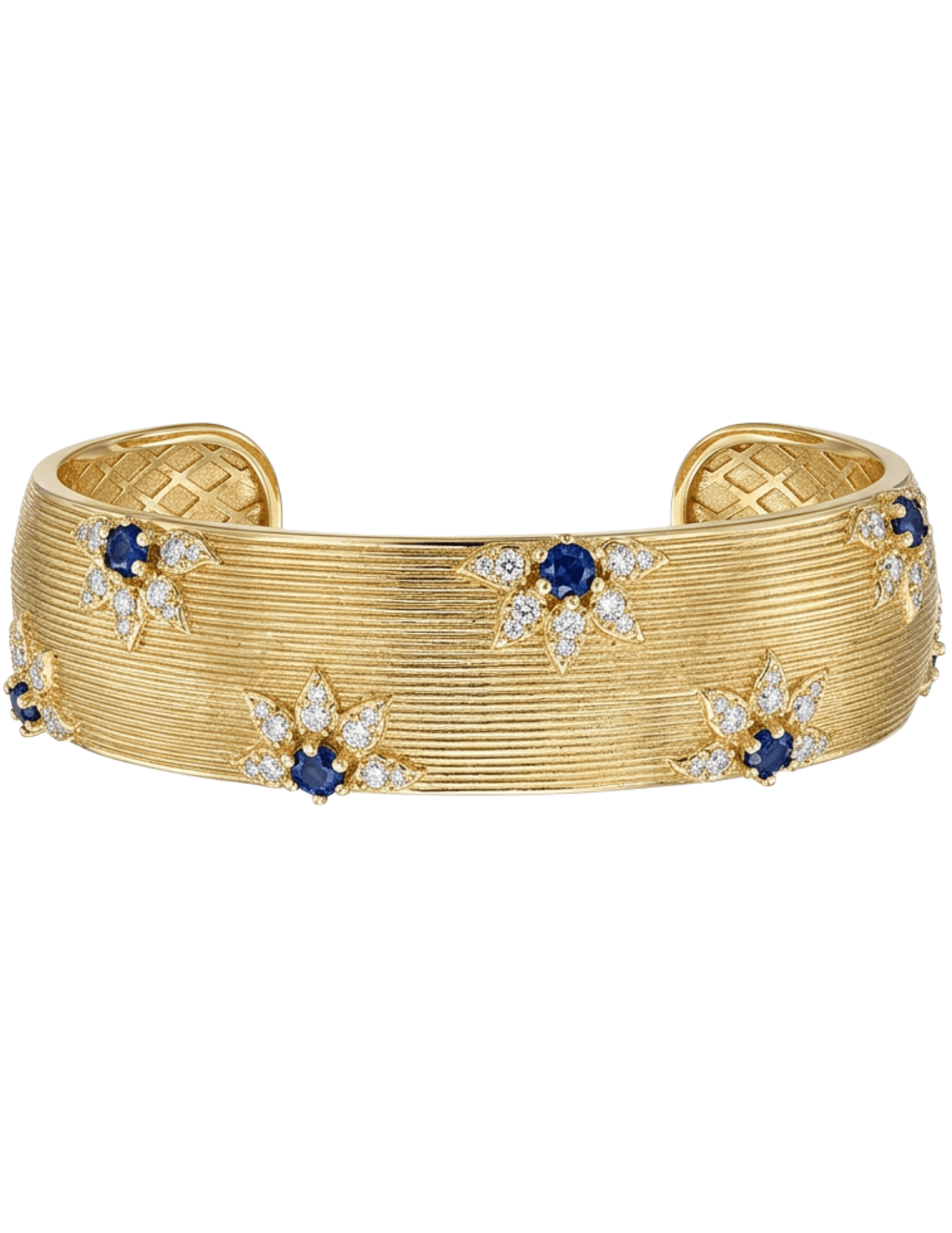 Fleur de Camélia Avalon Textured Bangle in Gold & Blue