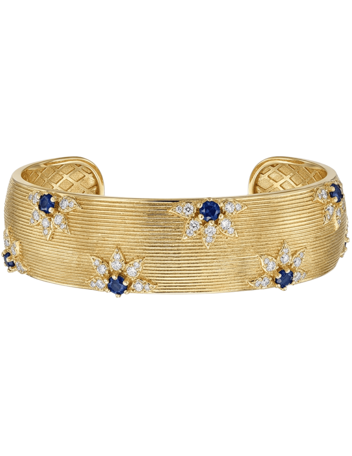Fleur de Camélia Avalon Textured Bangle in Gold & Blue
