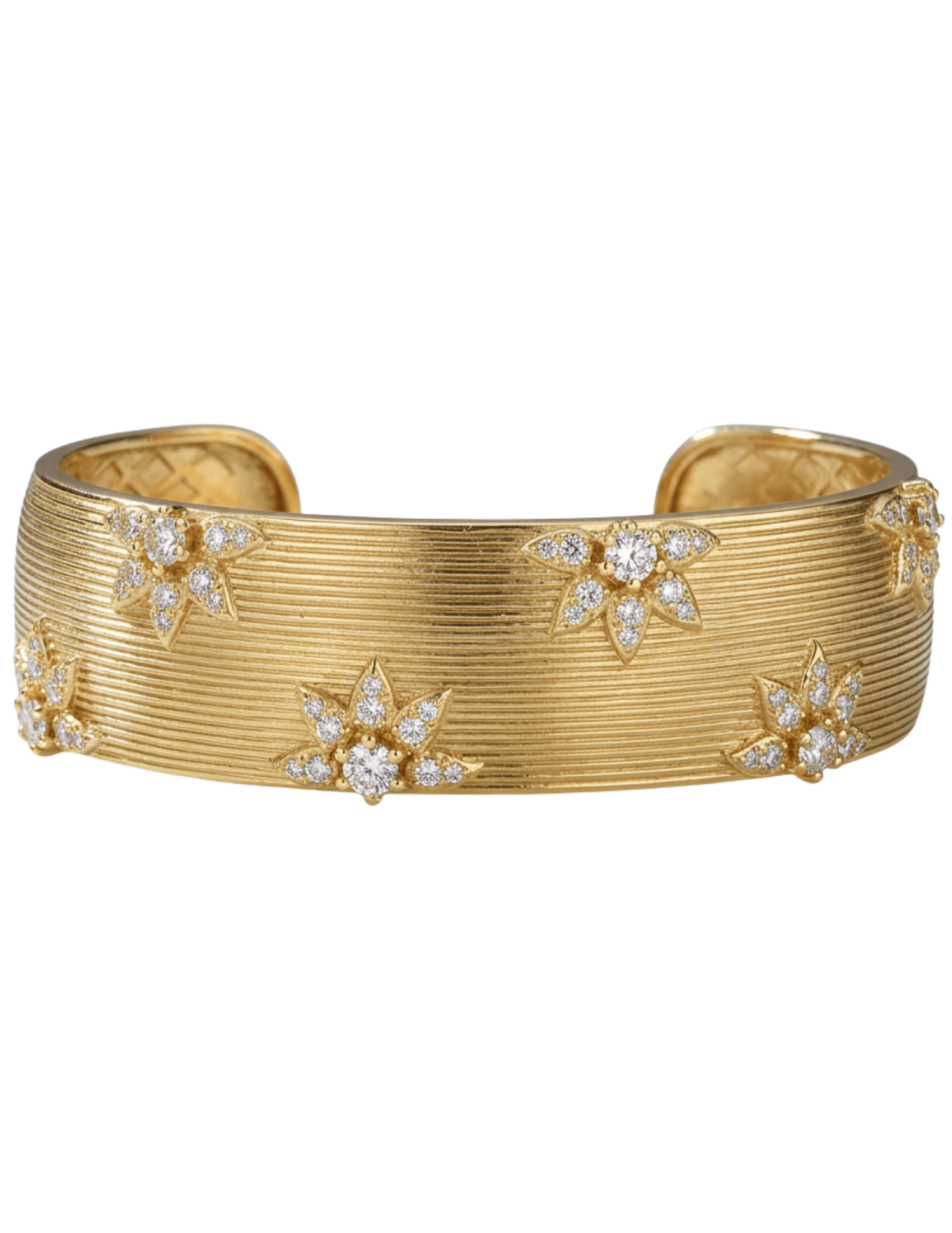 Fleur de Camélia Avalon Textured Bangle in Gold & Clear