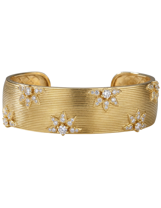 Fleur de Camélia Avalon Textured Bangle in Gold & Clear