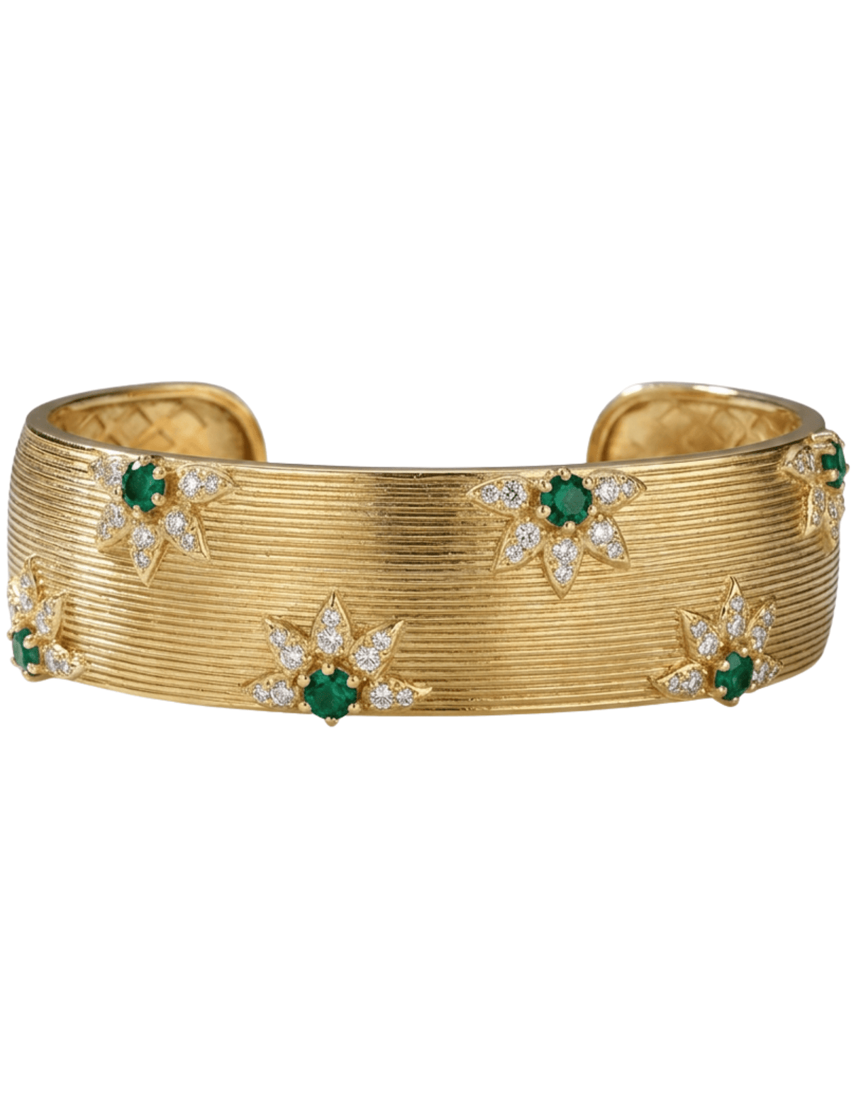 Fleur de Camélia Avalon Textured Bangle in Gold & Green