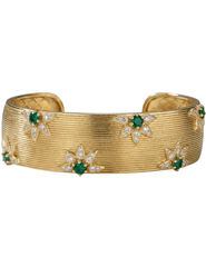 Fleur de Camélia Avalon Textured Bangle in Gold & Green