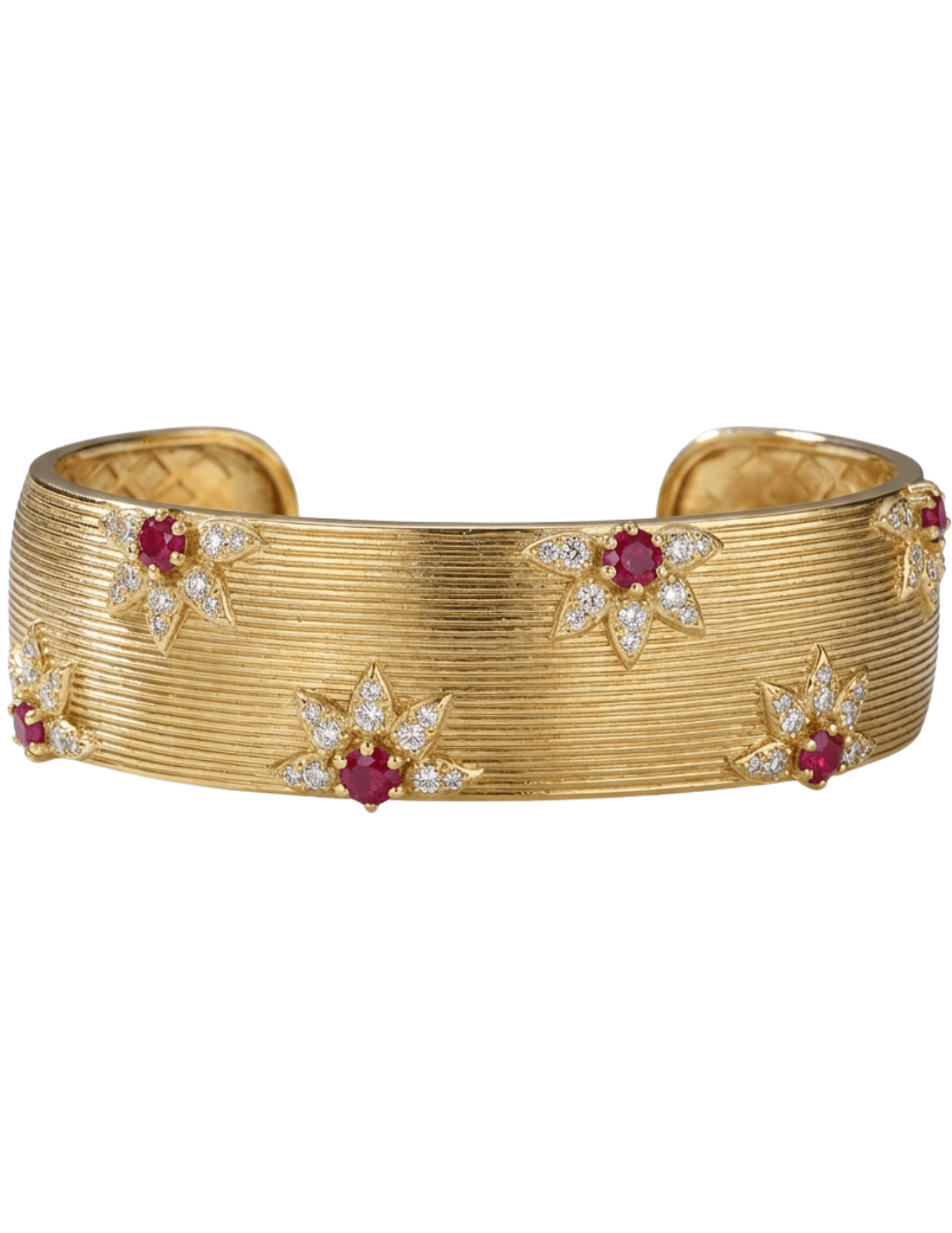 Fleur de Camélia Avalon Textured Bangle in Gold & Red