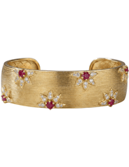 Fleur de Camélia Avalon Textured Bangle in Gold & Red