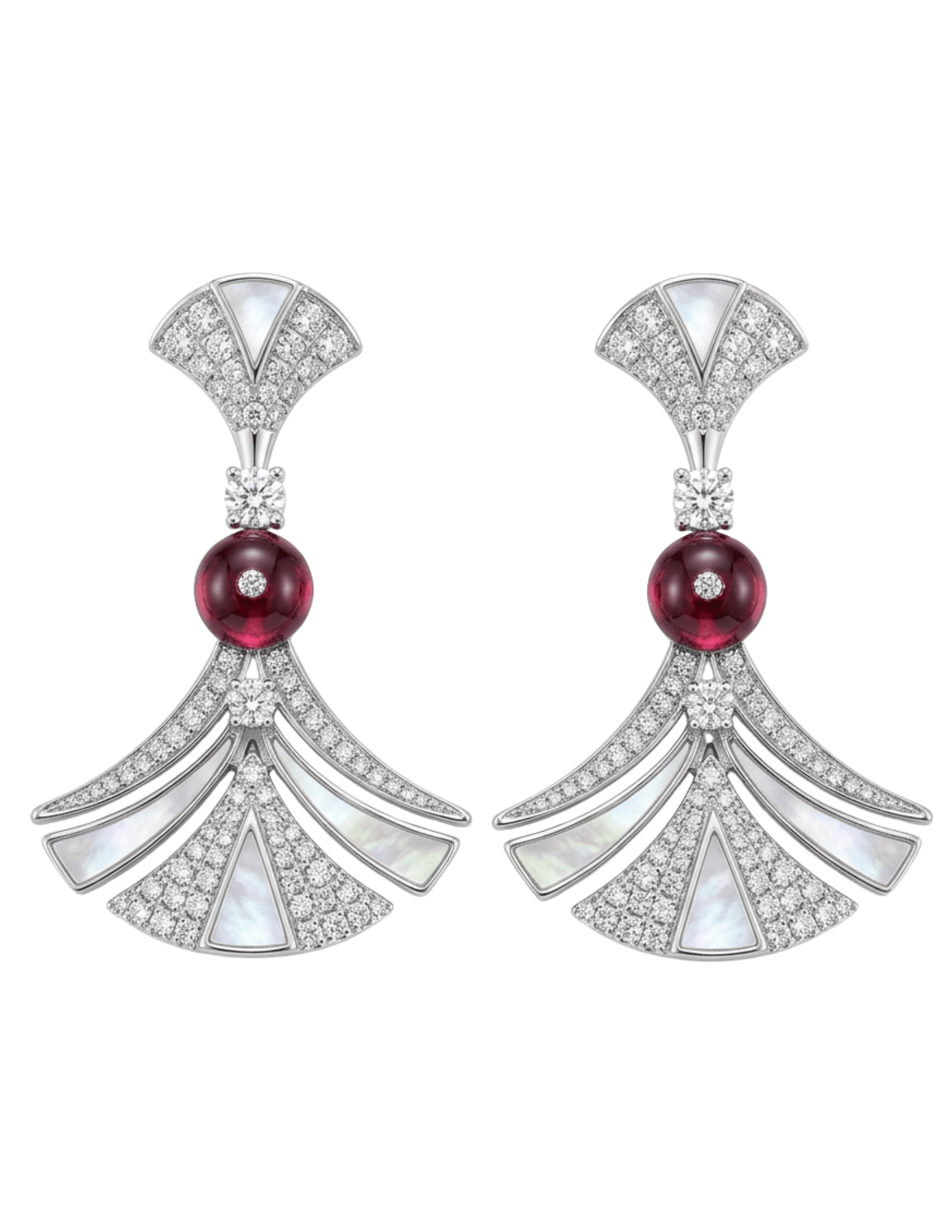 Fleur de Camélia Beatrice Retro Earrings in Silver & Berry
