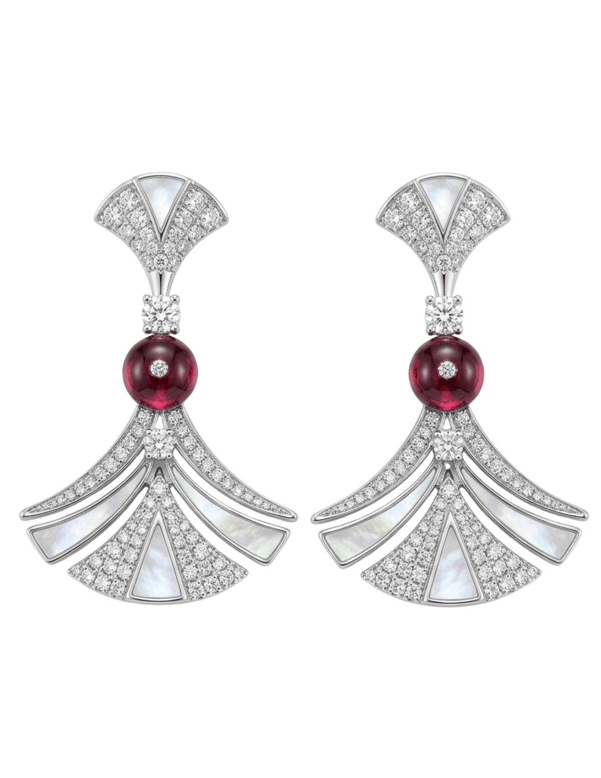 Fleur de Camélia Beatrice Retro Earrings in Silver & Berry
