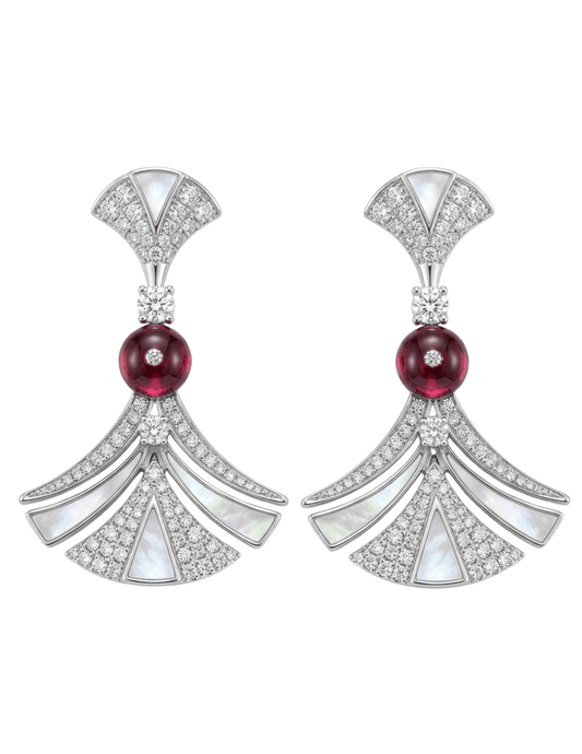 Fleur de Camélia Beatrice Retro Earrings in Silver & Berry