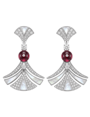 Fleur de Camélia Beatrice Retro Earrings in Silver & Berry