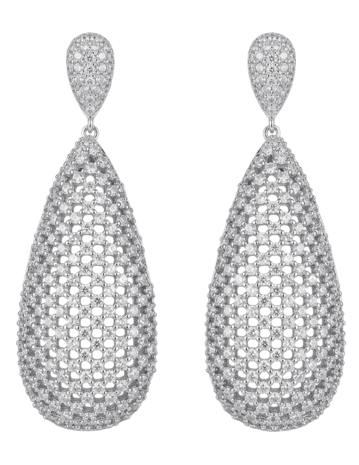 Fleur de Camélia Berta Silver Pavé Drop Earrings | Steven Dann