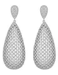 Fleur de Camélia Berta Silver Pavé Drop Earrings | Steven Dann