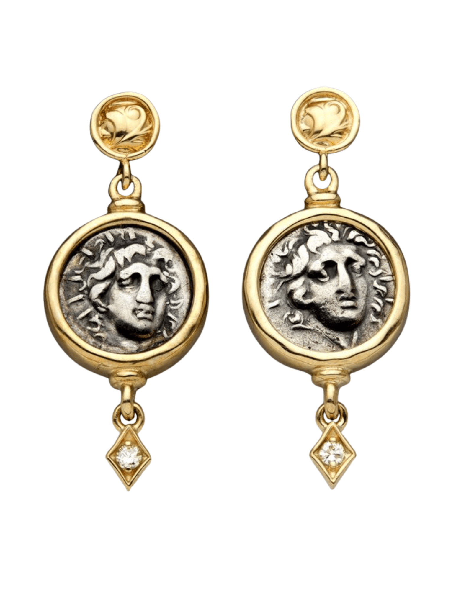 Fleur de Camélia Blaire Coin Earrings in gold silver with vintage-inspired coin design