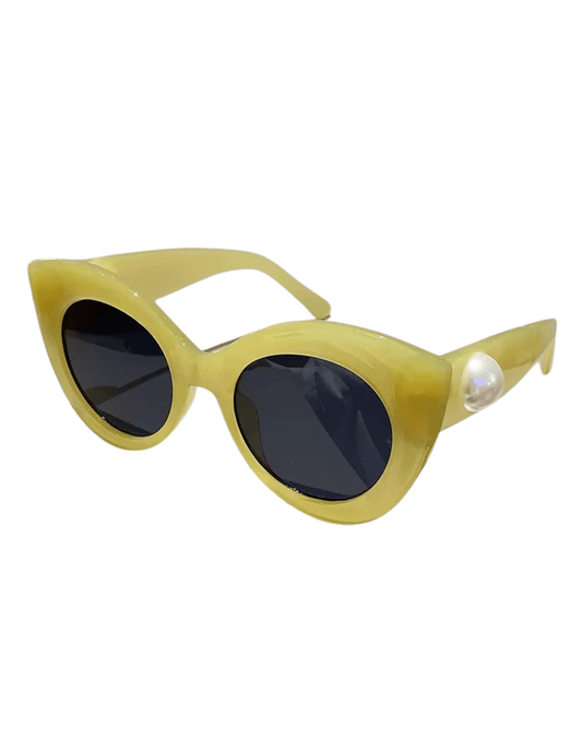 Fleur de Camélia Catherine cat eye sunglasses in chartreuse
