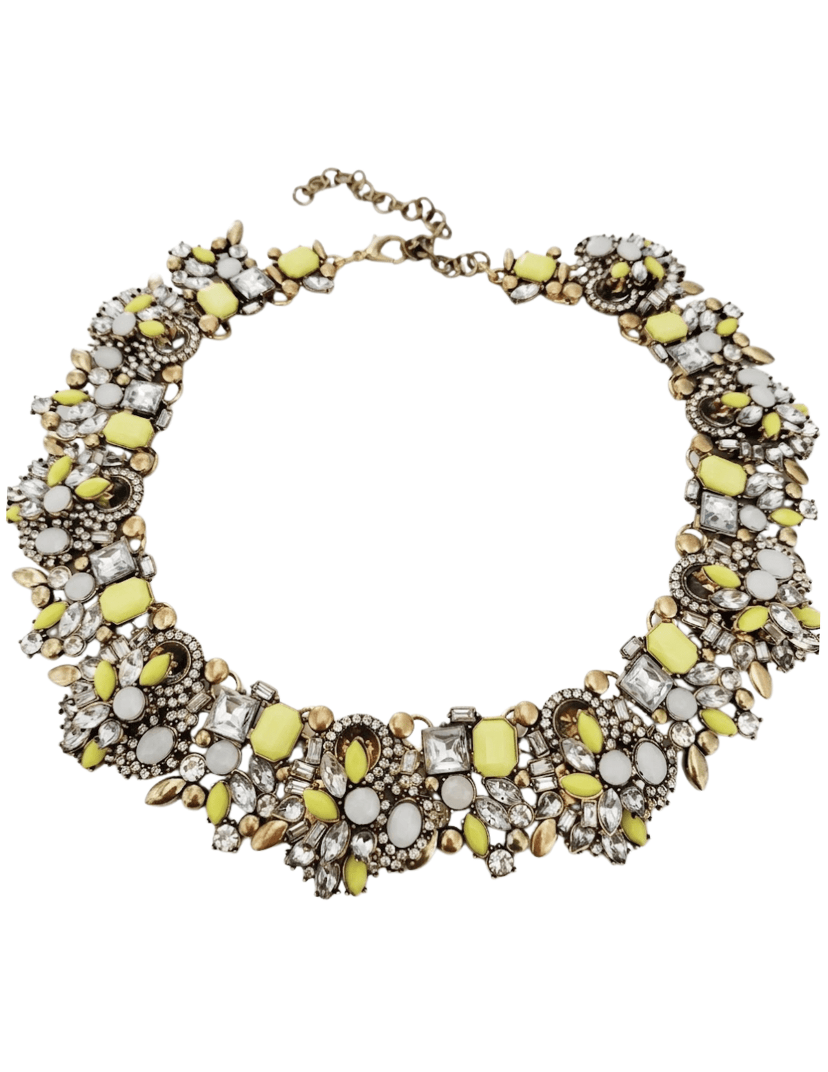 Fleur de Camélia Clarice statement collar necklace with yellow and iridescent gemstones
