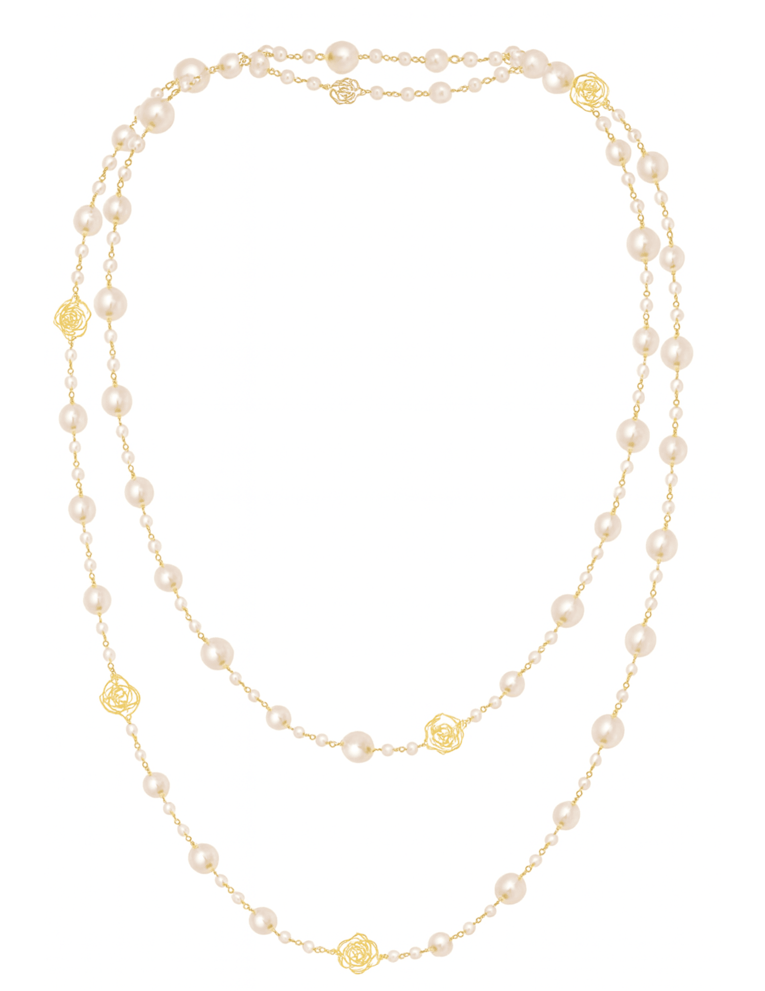 Fleur de Camélia Clarisa Pearl Necklace with gold-tone dividers in layered style