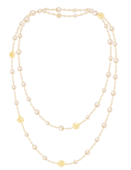 Fleur de Camélia Clarisa Pearl Necklace with gold-tone dividers in layered style