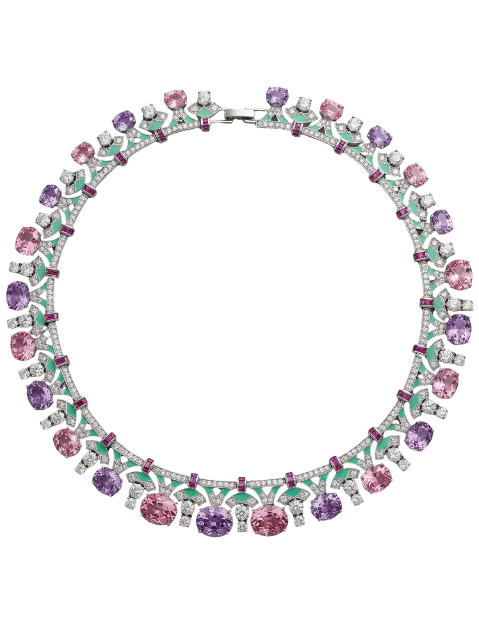 Fleur de Camélia Cordelia CZ Necklace in Pink Purple Multi