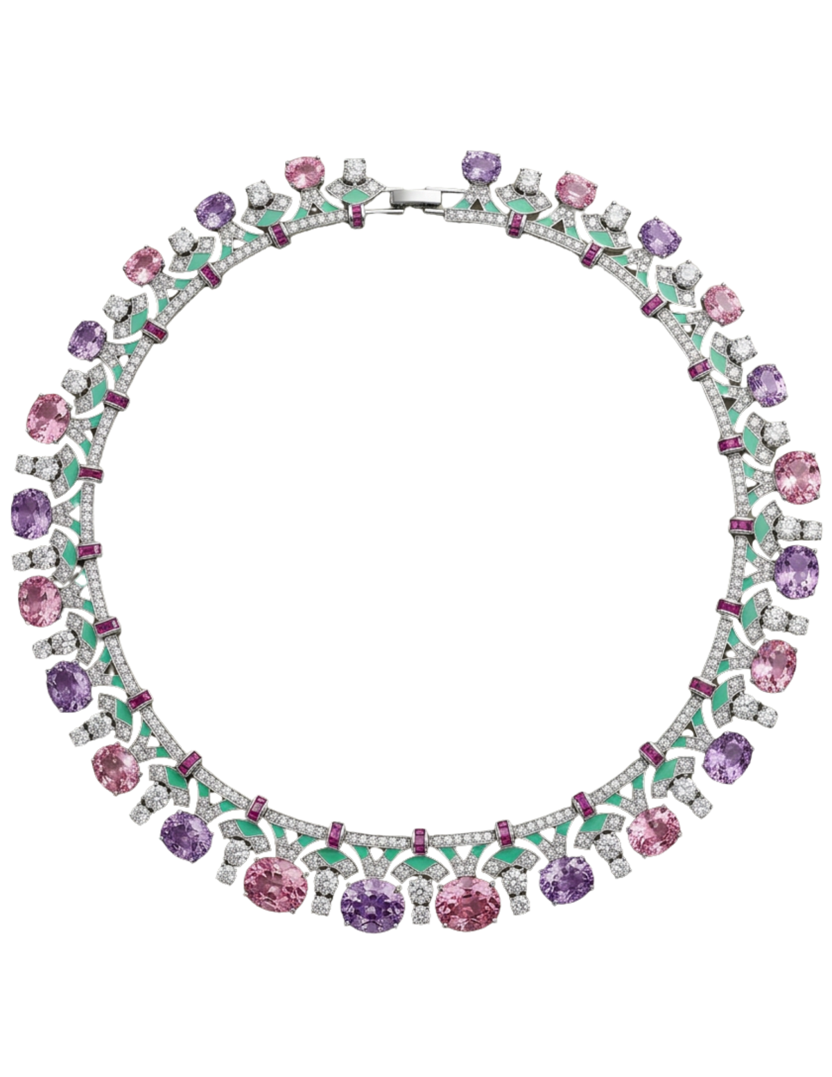 Fleur de Camélia Cordelia CZ Necklace in Pink Purple Multi