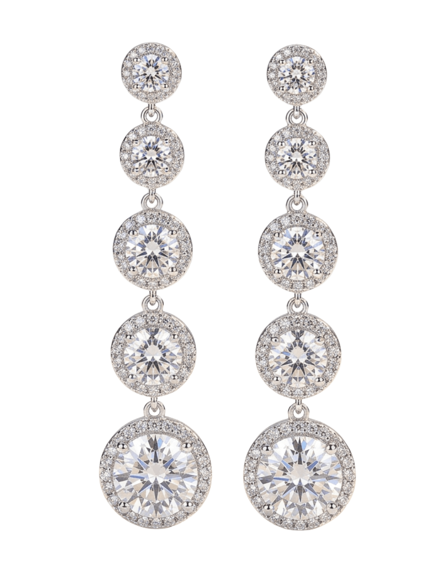 Fleur de Camélia Dahlia Dangle CZ Earrings in Silver