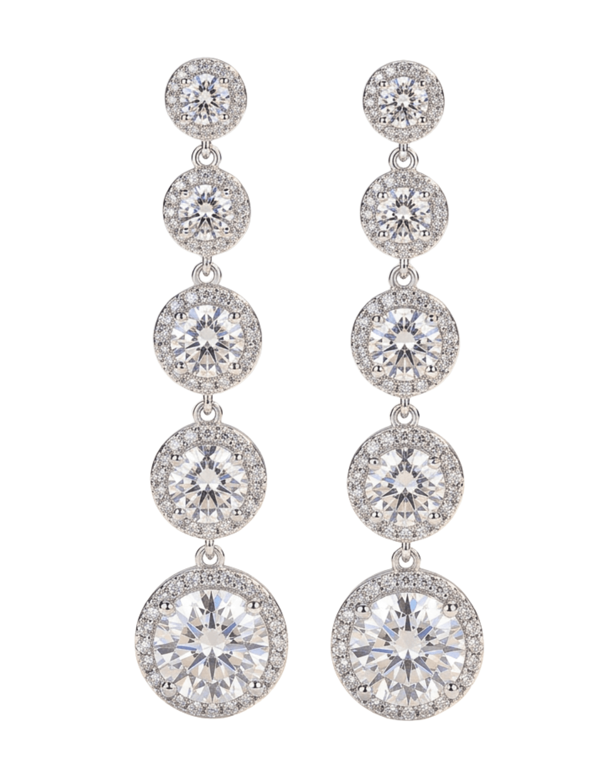 Fleur de Camélia Dahlia Dangle CZ Earrings in Silver