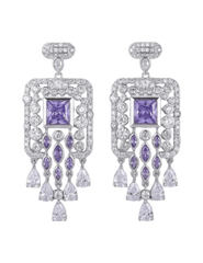 Fleur de Camélia Diana dangle earrings in silver with lavender CZ stones