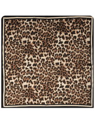 Fleur de Camélia Donna Leopard Print Scarf in Black with square silk satin design.