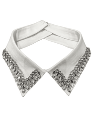Fleur de Camélia embellished false collar in white with rhinestone details