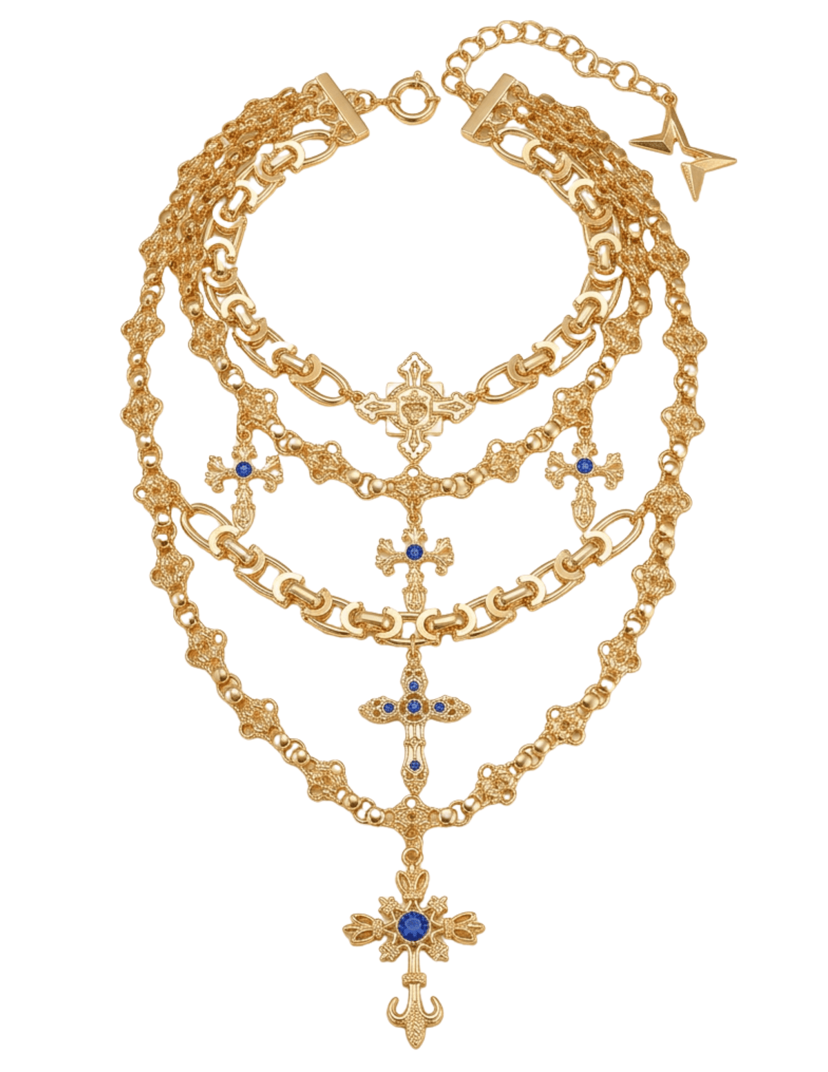 Fleur de Camélia Esther Layered Necklace Gold & Blue