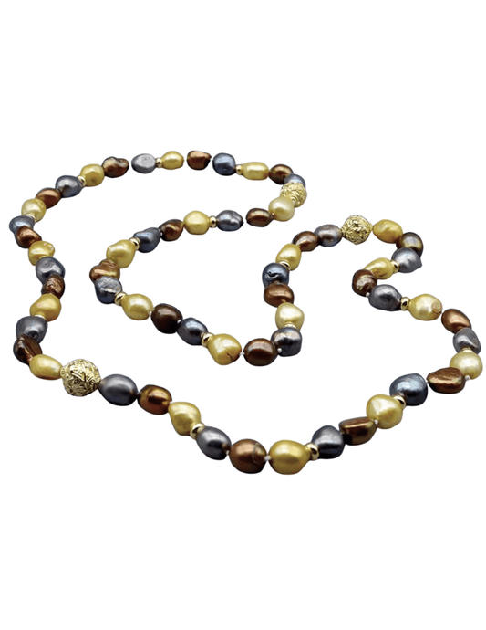 Fleur de Camélia Mer Freshwater Pearl Necklace in brown multi strand