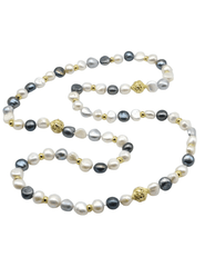 Fleur de Camélia Mer Freshwater Pearl Necklace in ivory multi strand