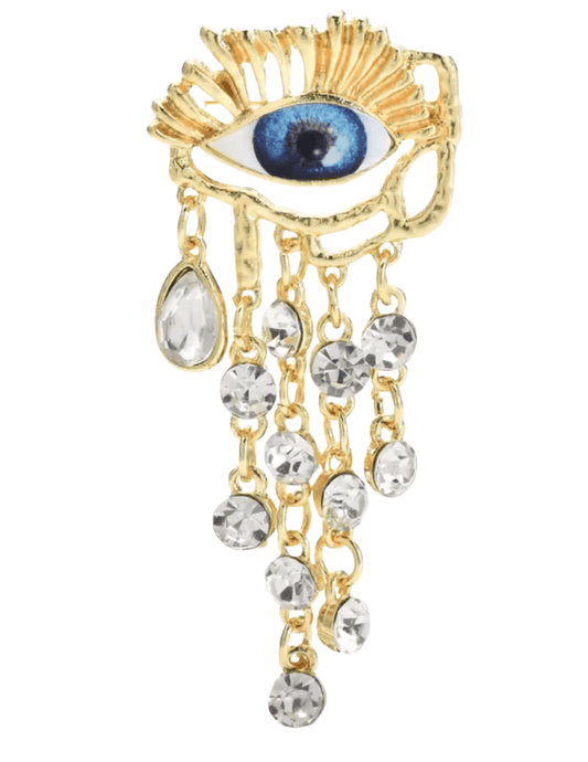 Fleur de Camélia Genesis surrealist eye brooch in gold
