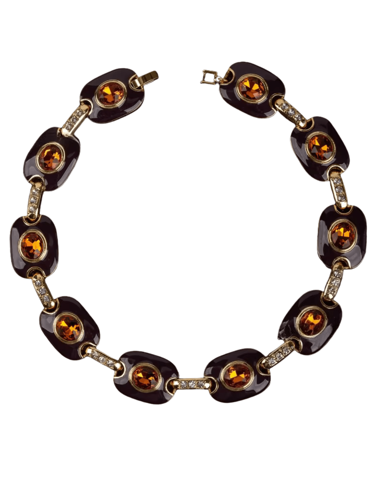Fleur de Camélia Greta Geometric Necklace in gold brown amber with resin medallions