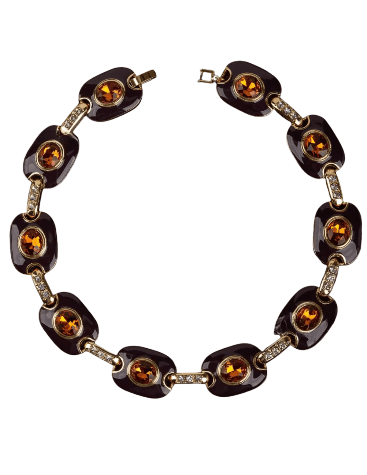 Fleur de Camélia Greta Geometric Necklace in gold brown amber with resin medallions