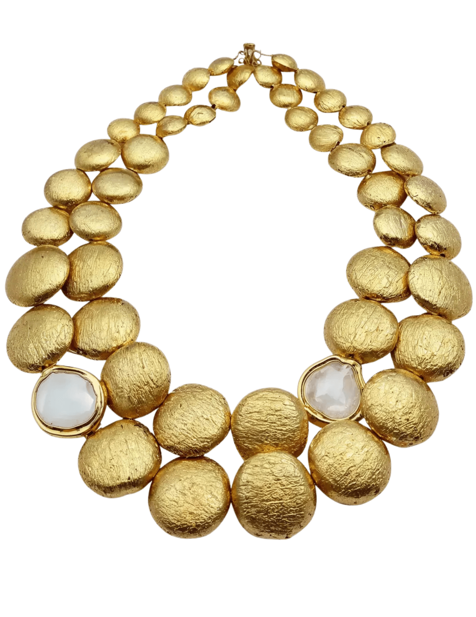 Fleur de Camélia Heather Collar Necklace in gold with brushed coin beads