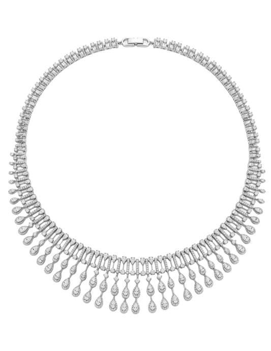 Fleur de Camélia Heidi CZ Collar Necklace in Silver.