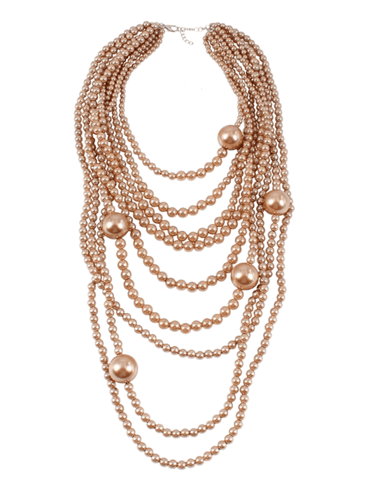 Fleur de Camélia Ivy Oversized Pearl Necklace in rose gold with layered strands